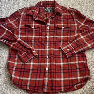 American Eagle Outfitters Red and Blue Plaid Men's Shirt